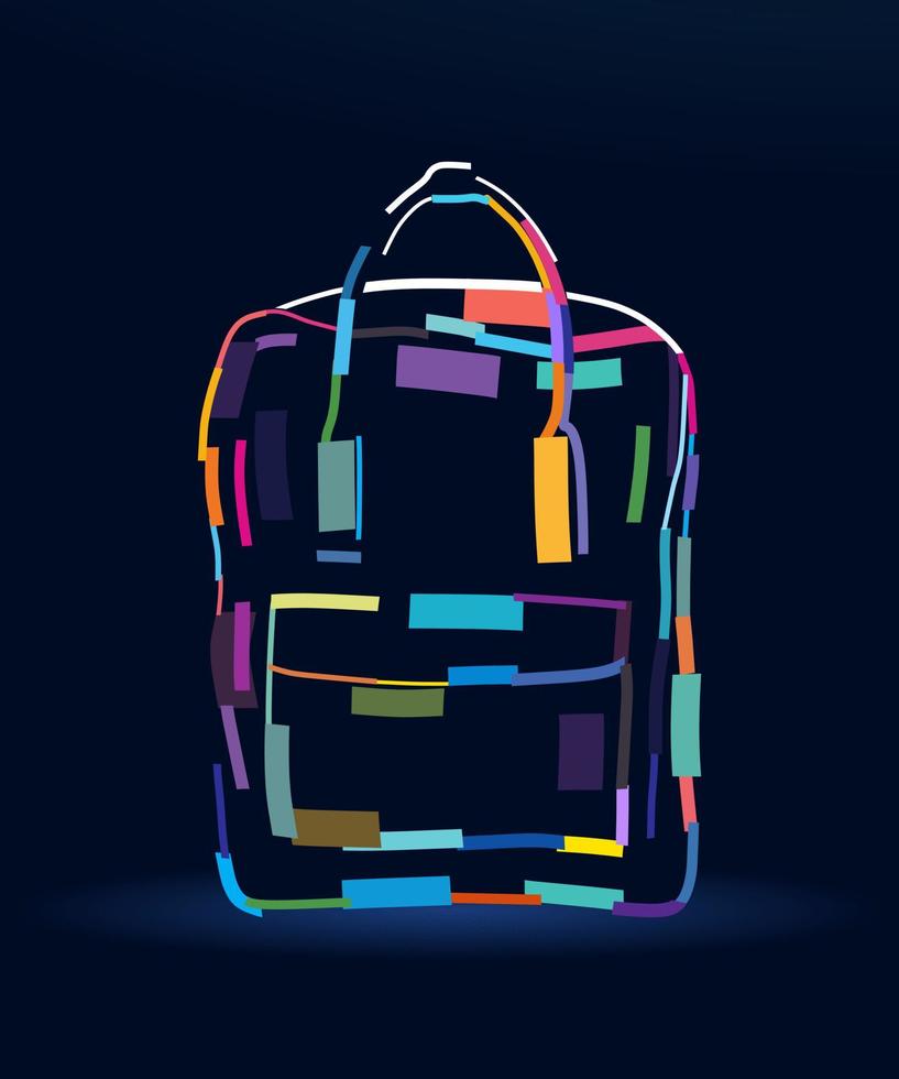 Abstract backpack from multicolored paints. Colored drawing. Vector illustration of paints