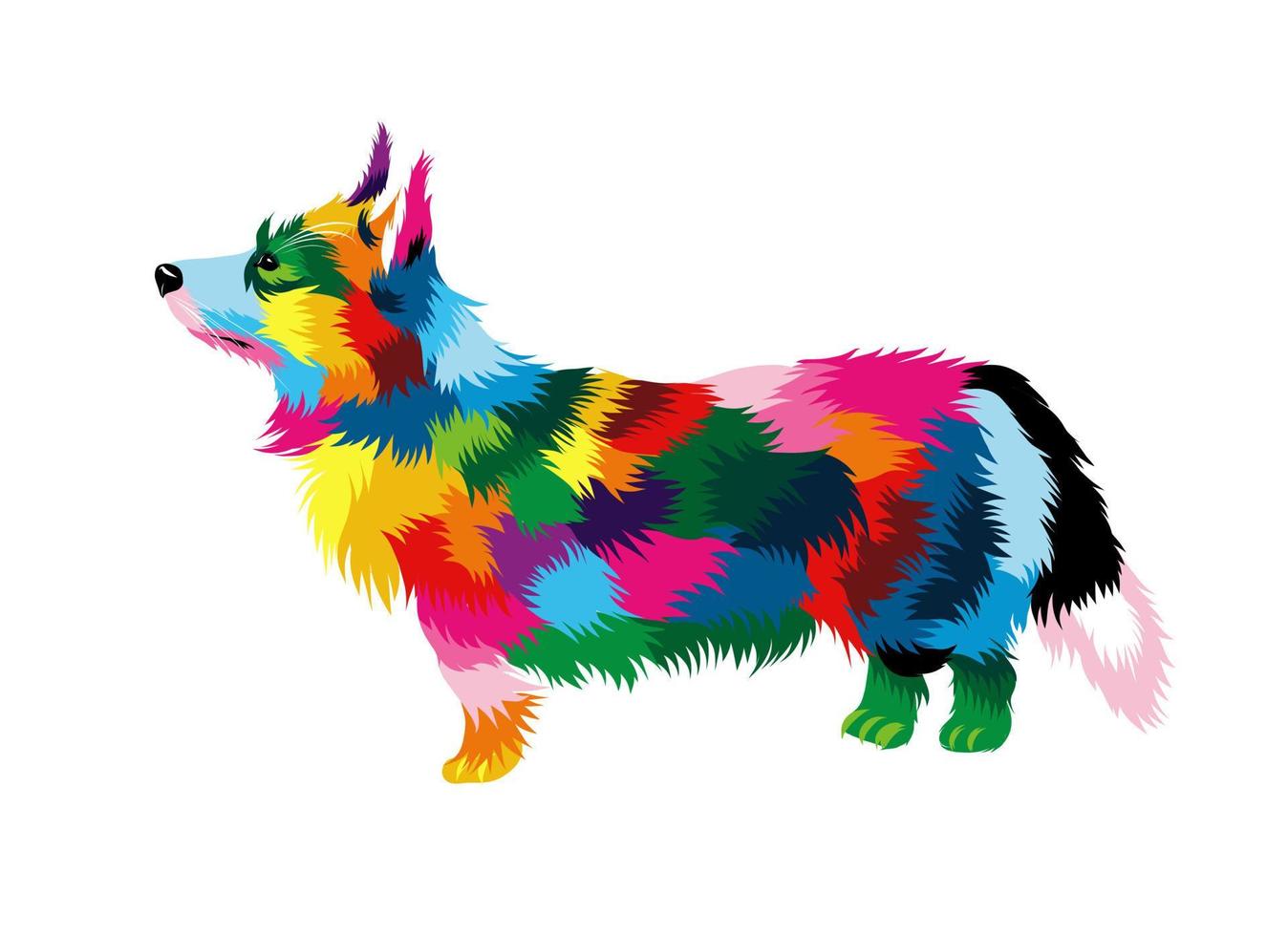 corgi galés pembroke abstracto de pinturas multicolores. dibujo coloreado. ilustración vectorial de pinturas vector