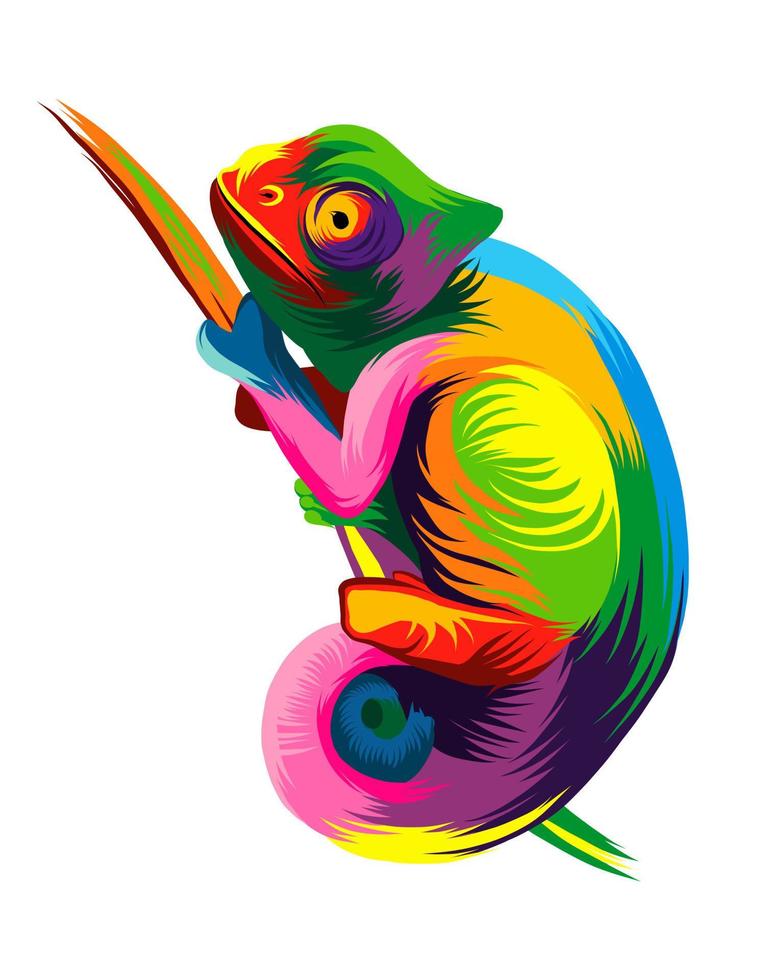 Abstract chameleon from multicolored paints. Colored drawing. Vector illustration of paints
