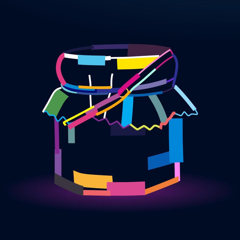 Abstract jar of honey, jar of jam from multicolored paints. Colored drawing. Vector illustration of paints