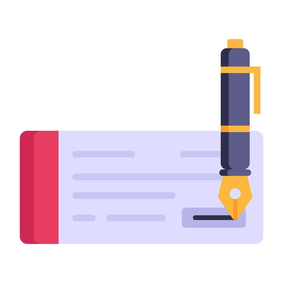 A trendy flat icon of cheque book vector