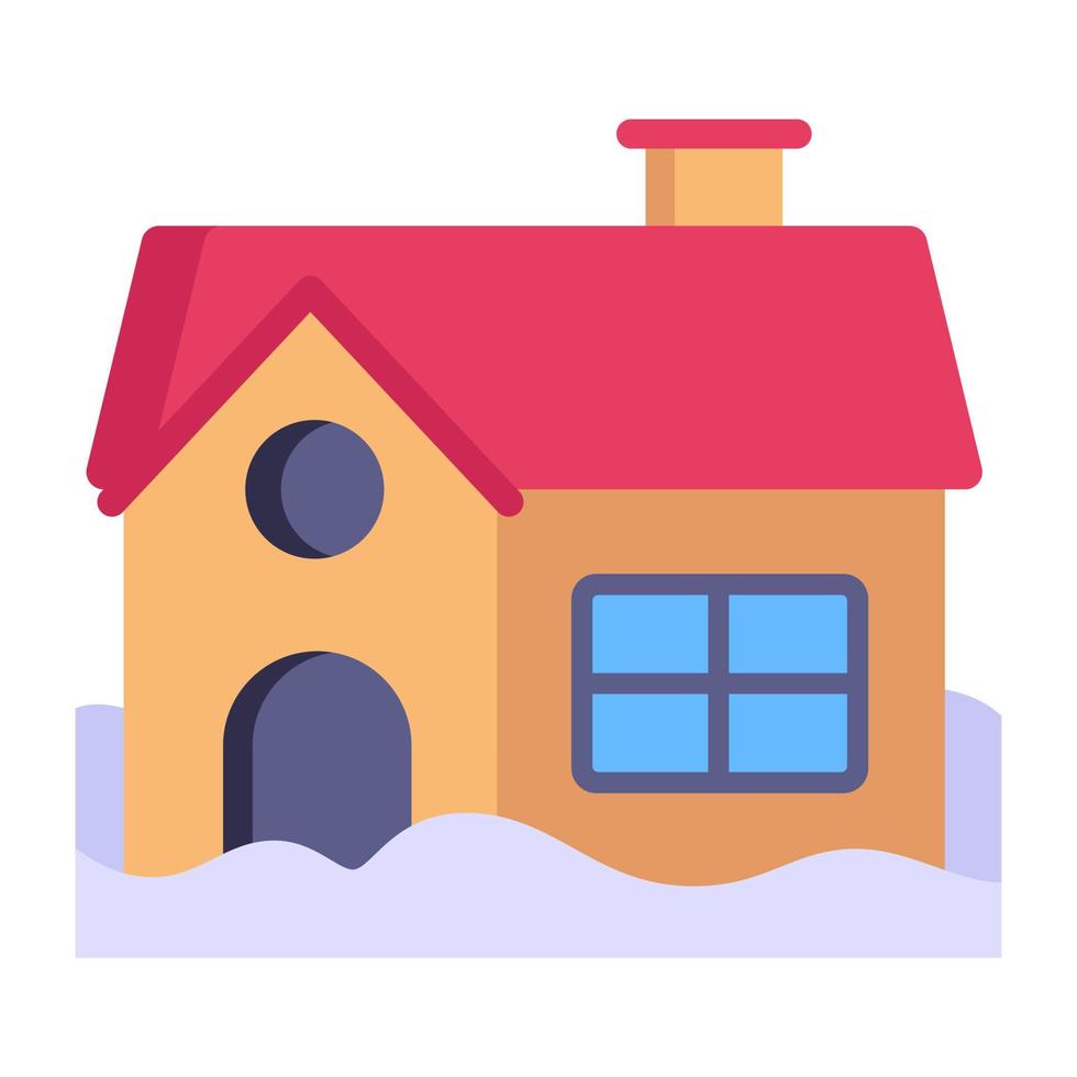 Icon of snow home flat design, premium download vector