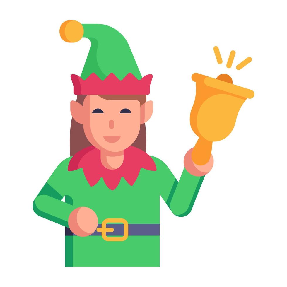 Girl  with xmas handbell flat icon vector
