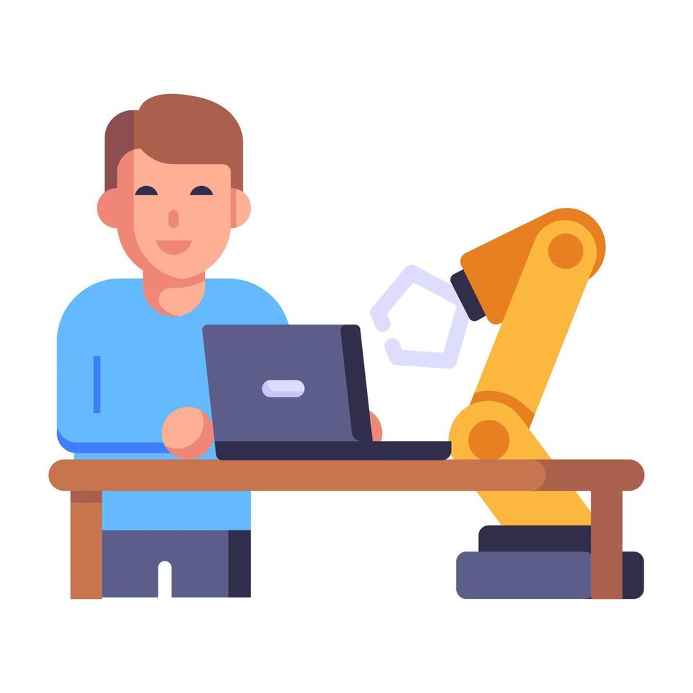 A well-designed flat icon of robot task vector