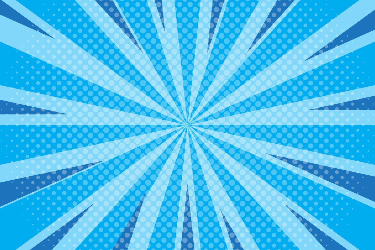 Flat blue comic style background with halftone vector