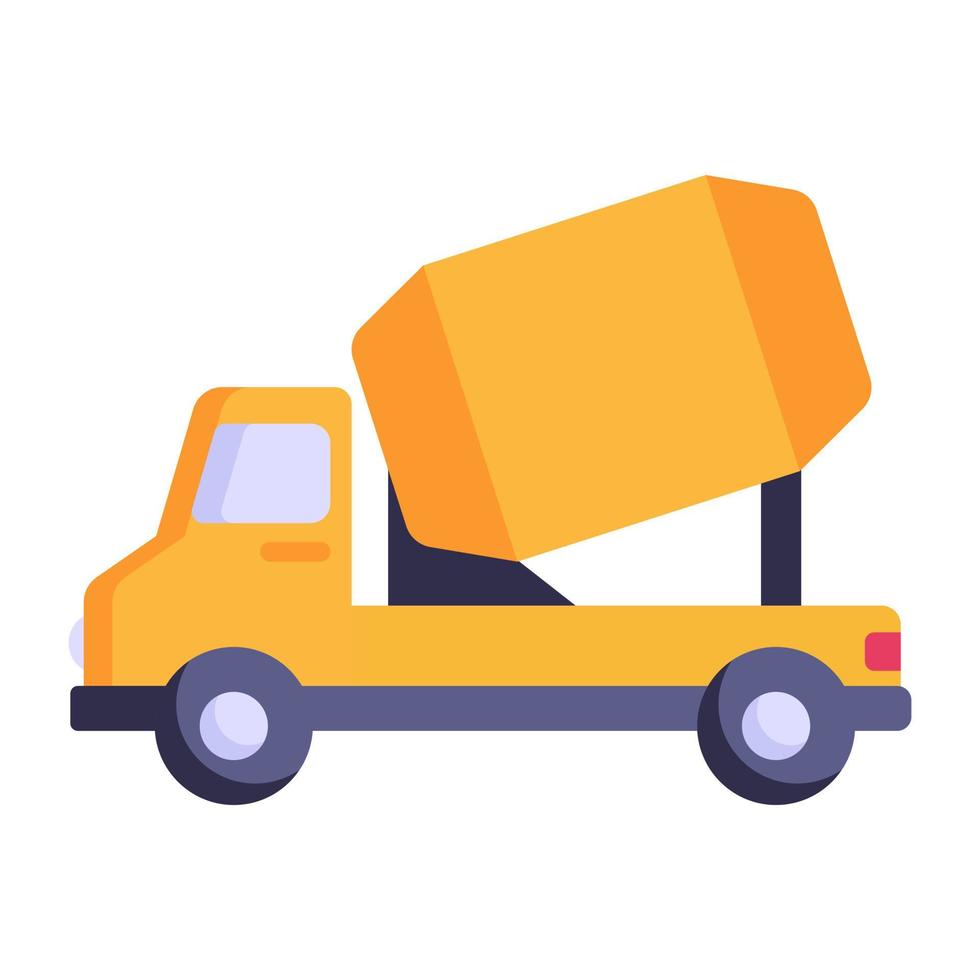 Construction site transport, flat icon of concrete mixer vector