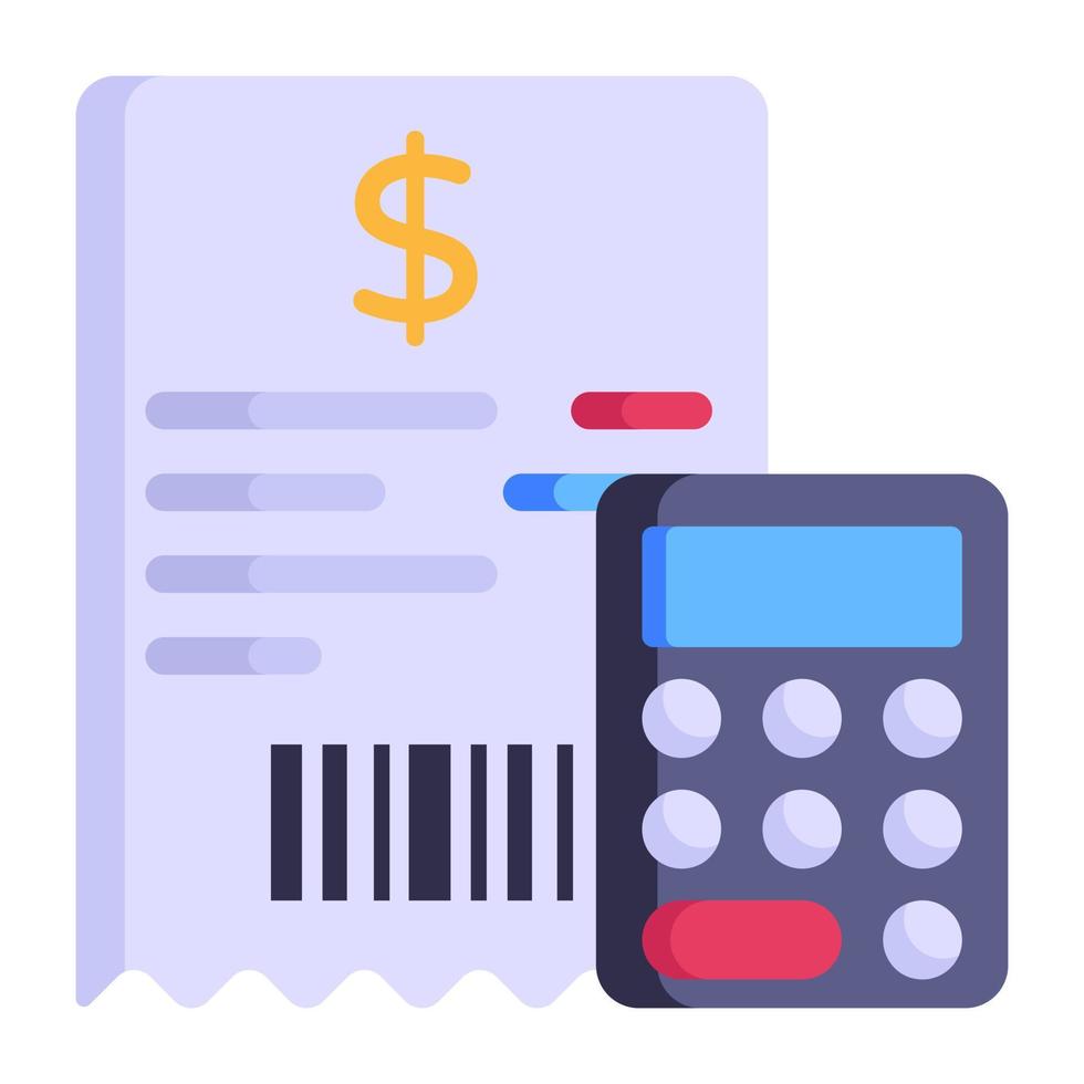 Editable flat icon of business accounting, calculator with business report vector