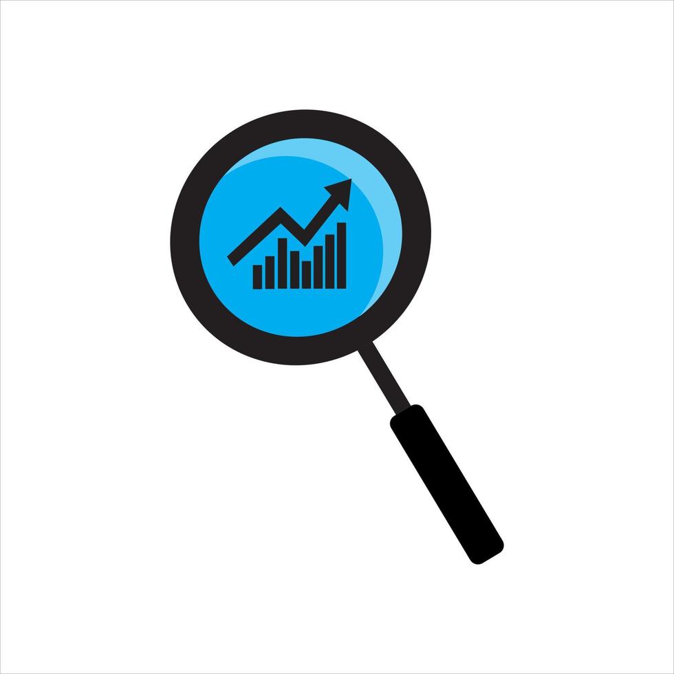 Magnifying glass icon in flat style. Look for a magnifier on a color background. Business analytics illustration. Vector design object for your project