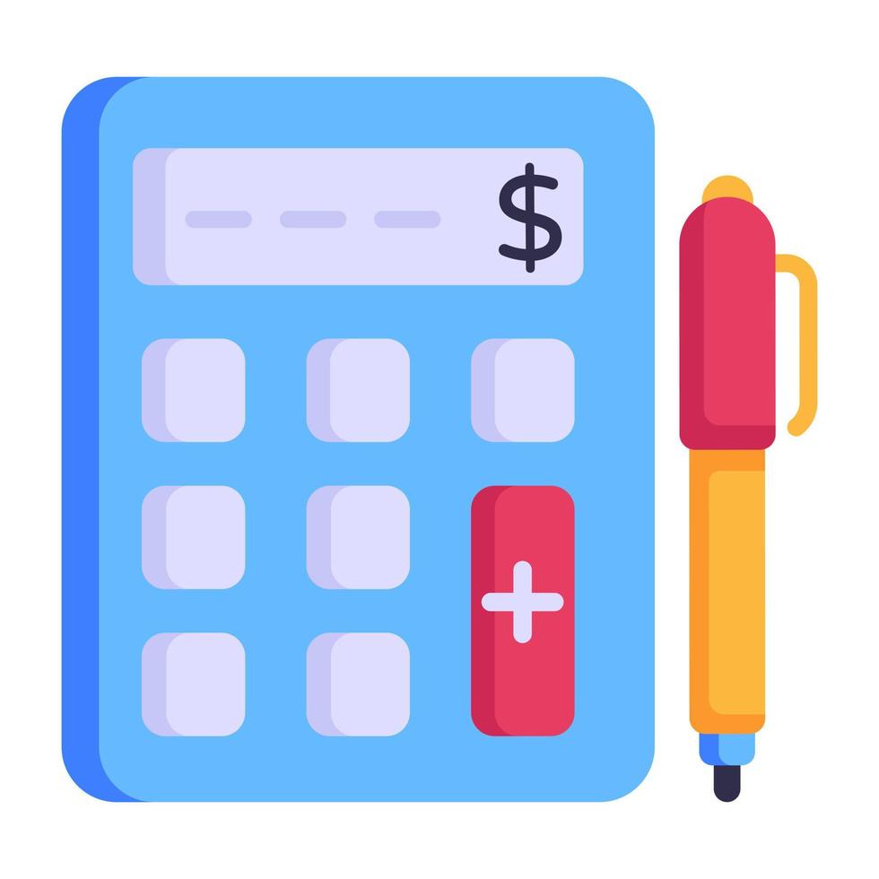 Editable flat icon of business accounting, calculator with business report vector