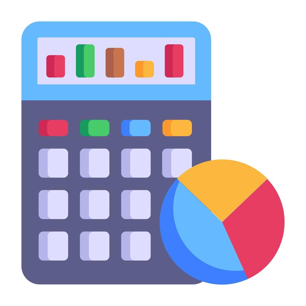 Editable flat icon of business accounting, calculator with business report vector