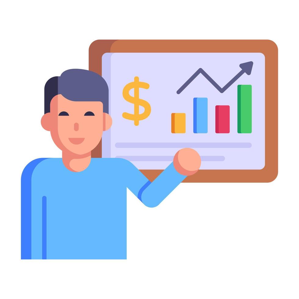 Icon of financial report in modern flat style vector