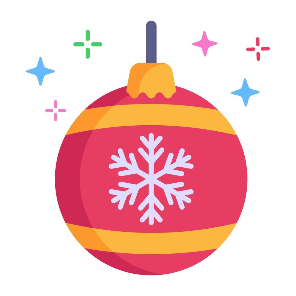 A flat icon of christmas bauble, decorative bauble vector