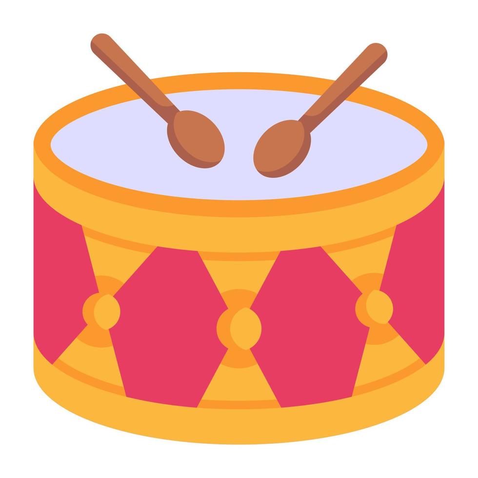 Percussion instrument, flat icon of a drum vector