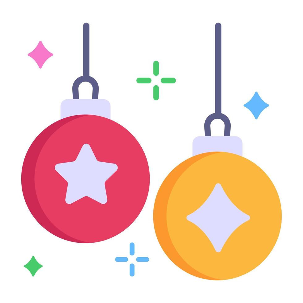 An icon of christmas baubles flat design vector