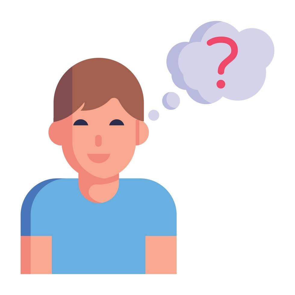 Person and question mark, concept of query flat icon vector