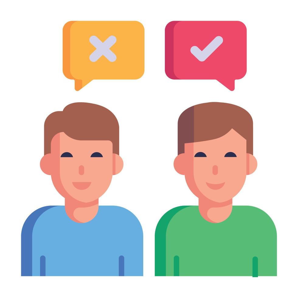 Opposite opinion, flat icon with editable facility vector