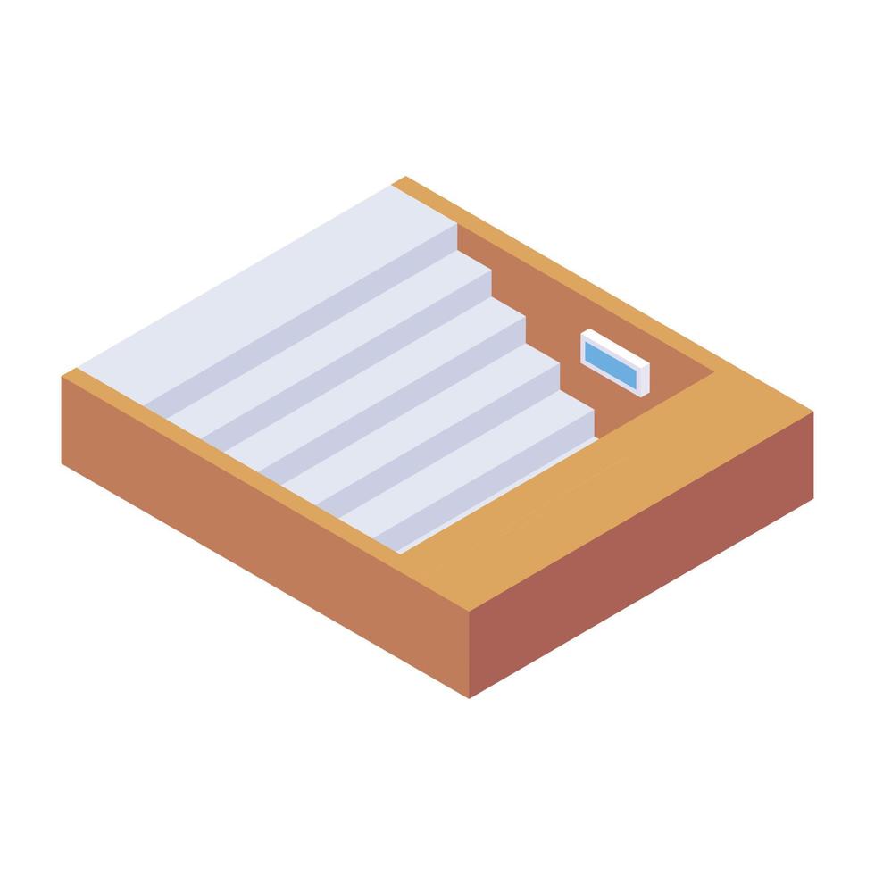 Basement steps in isometric icon, editable vector