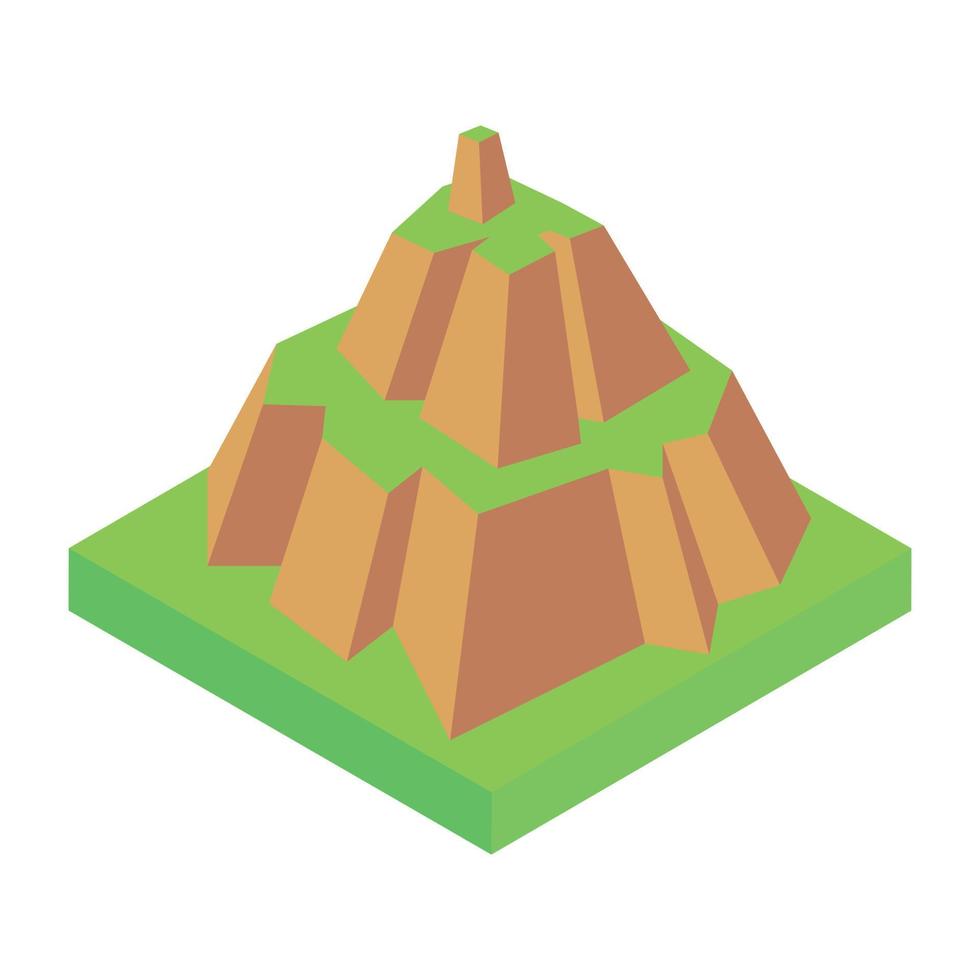 icono único de rocas de montaña en vector de diseño isométrico