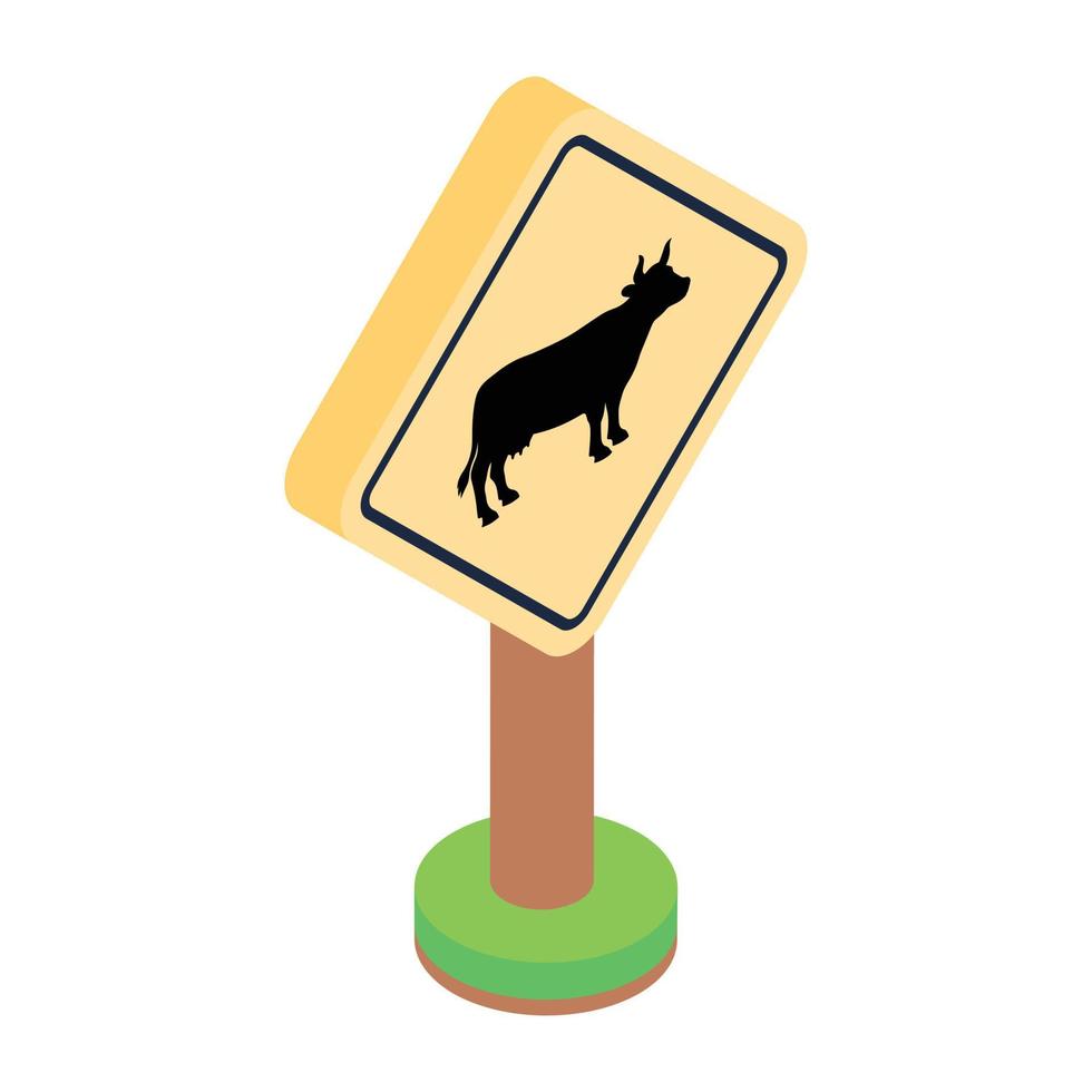 advertencia de animales en el icono de diseño isométrico vector