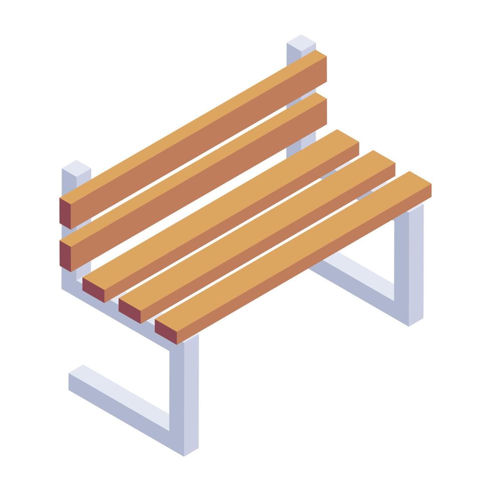 Park bench in isometric style icon vector