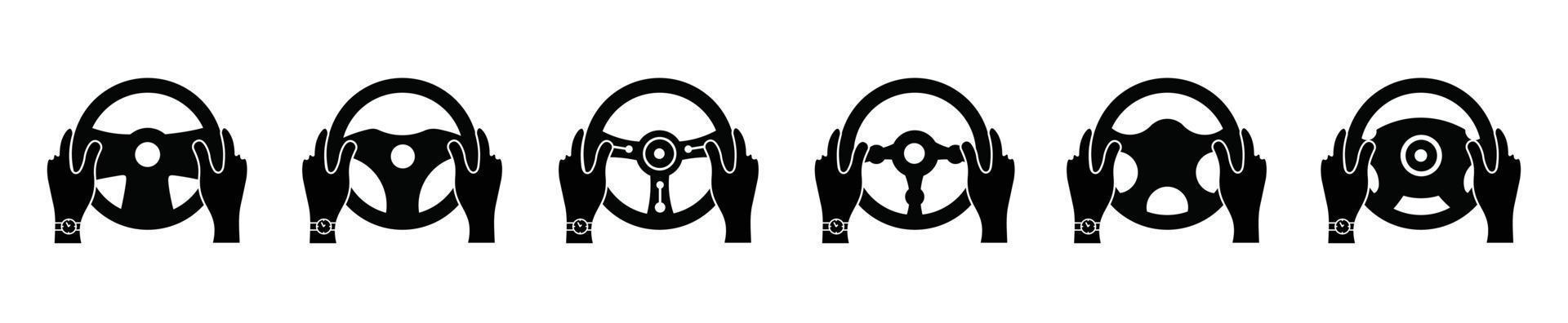 Auto car steering wheel icon set, automotive race sport sign vector illustration, driving simple logo vector illustration