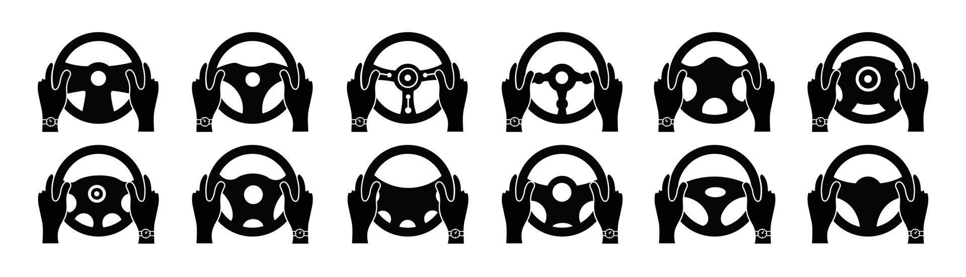 Auto car steering wheel icon set, automotive race sport sign vector illustration, driving simple logo vector illustration