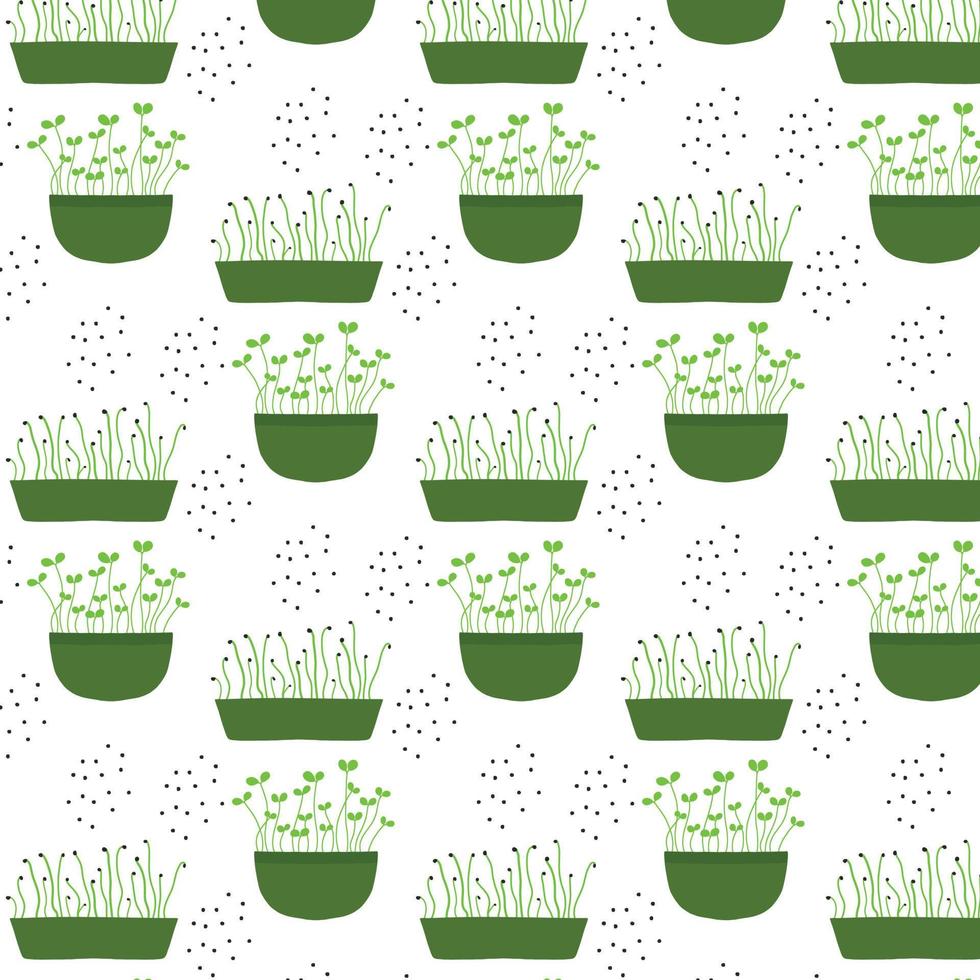 Vector pattern with greenery. Pattern with beet sprouts.