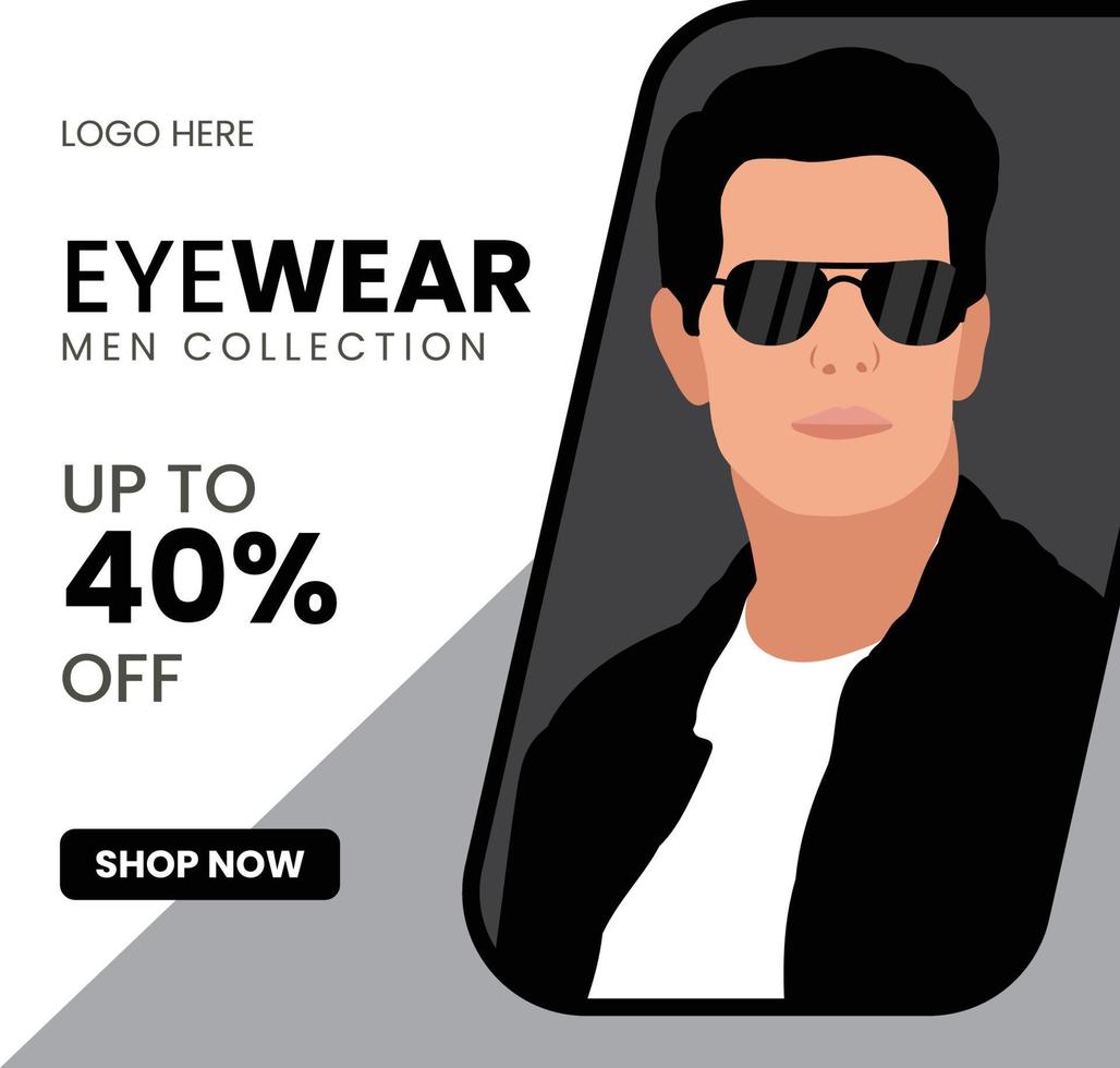 Social Media Man Wearing Glasses Post Free Vector