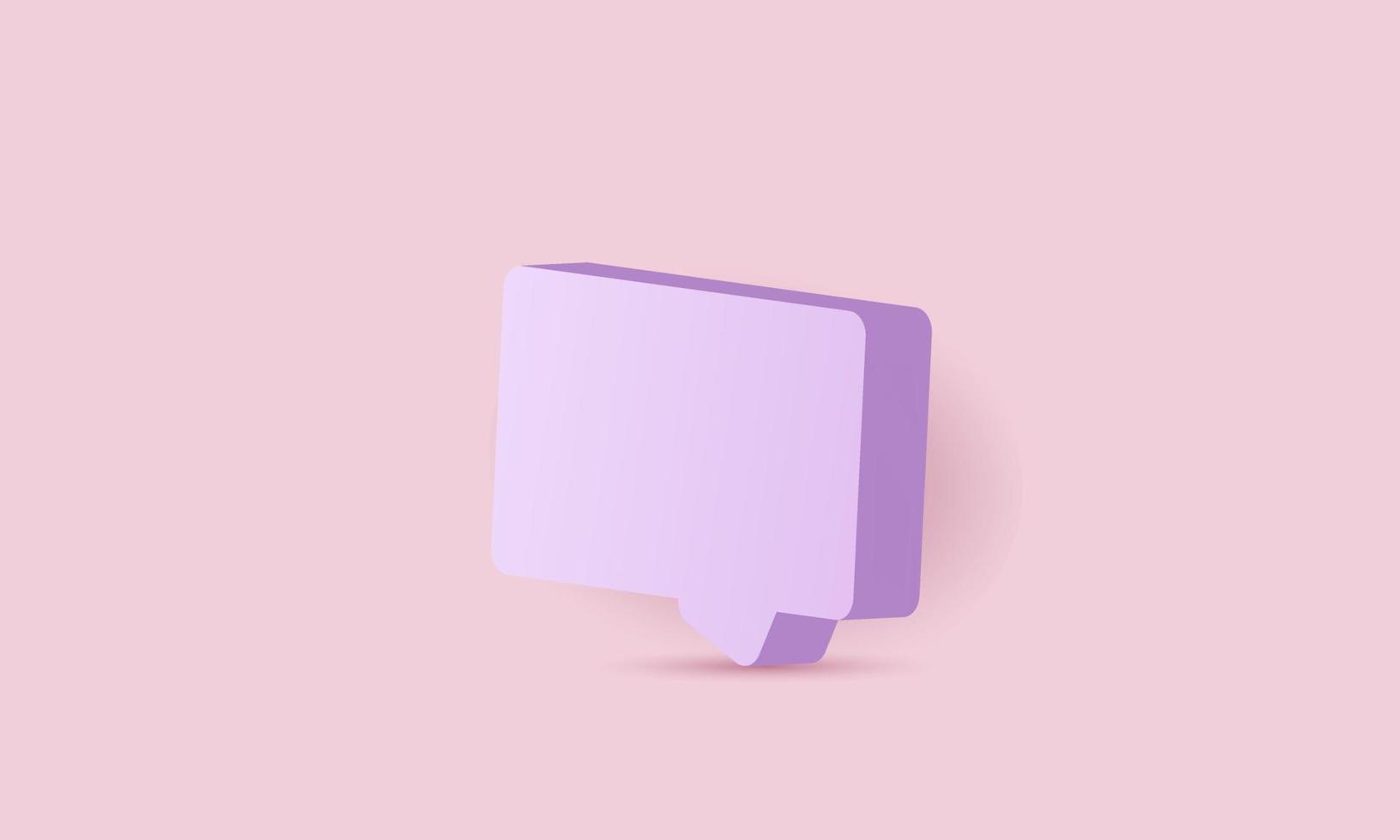 3d realisitc minimal purple chat bubble on background vector