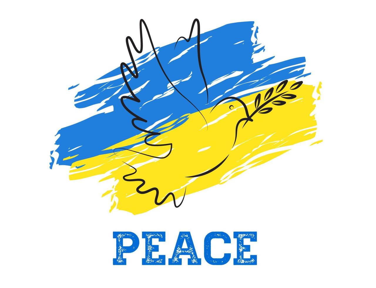 Stop War, peace, pigeon sign, ray for Ukraine, Ukraine flag concept vector illustration