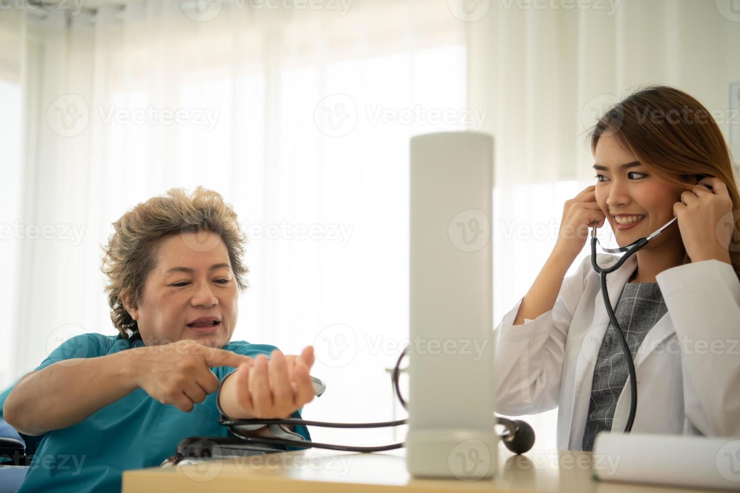 Female doctors perform disease tests photo