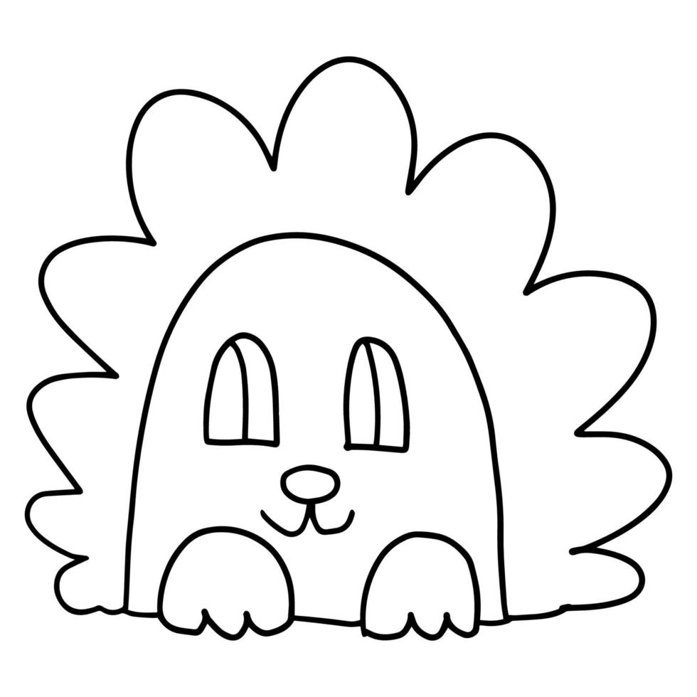 Cute doodle Hedgehog face isolated on white background. vector