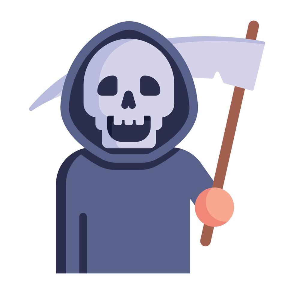 un asesino de halloween en icono plano vector