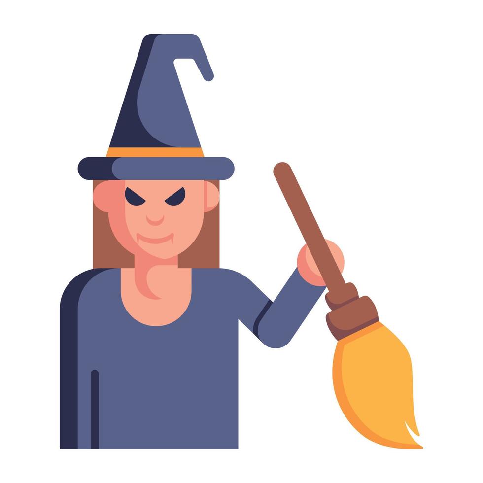 Download premium flat icon of a cunning witch vector