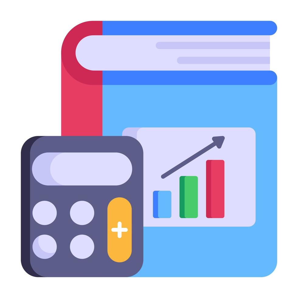 icono plano editable de contabilidad empresarial, calculadora con informe empresarial vector