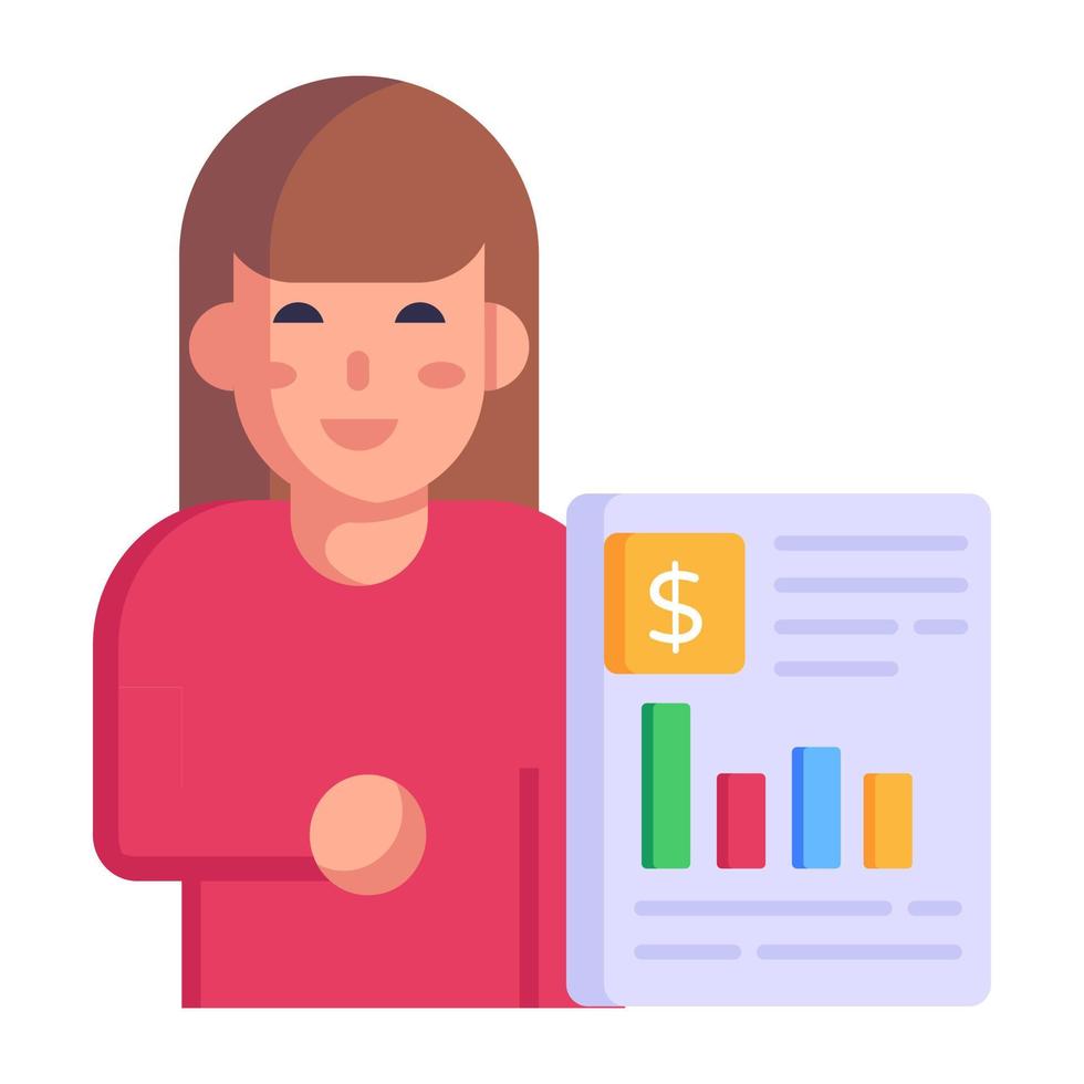 Icon of financial report in modern flat style vector