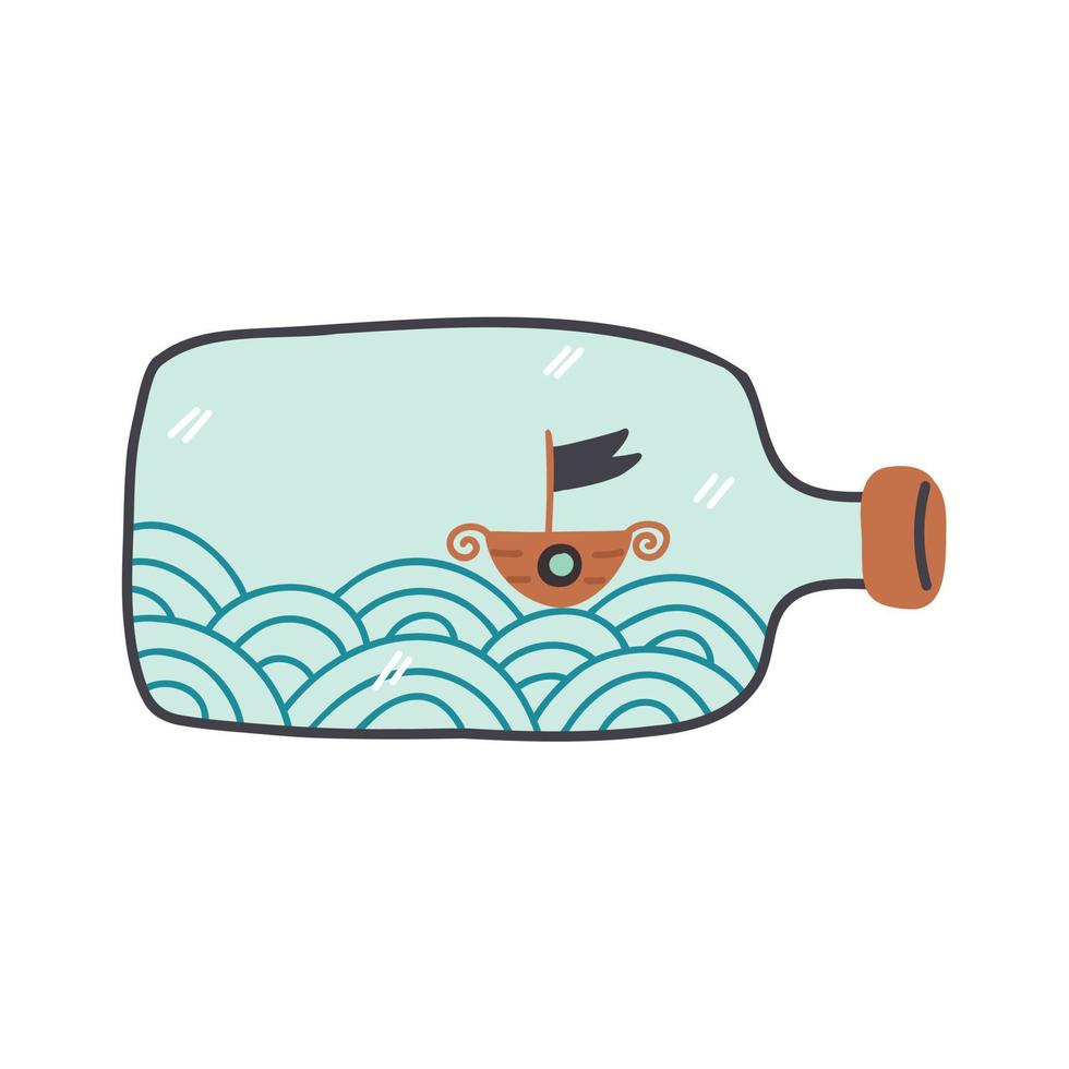 Sea bottle doodle vector