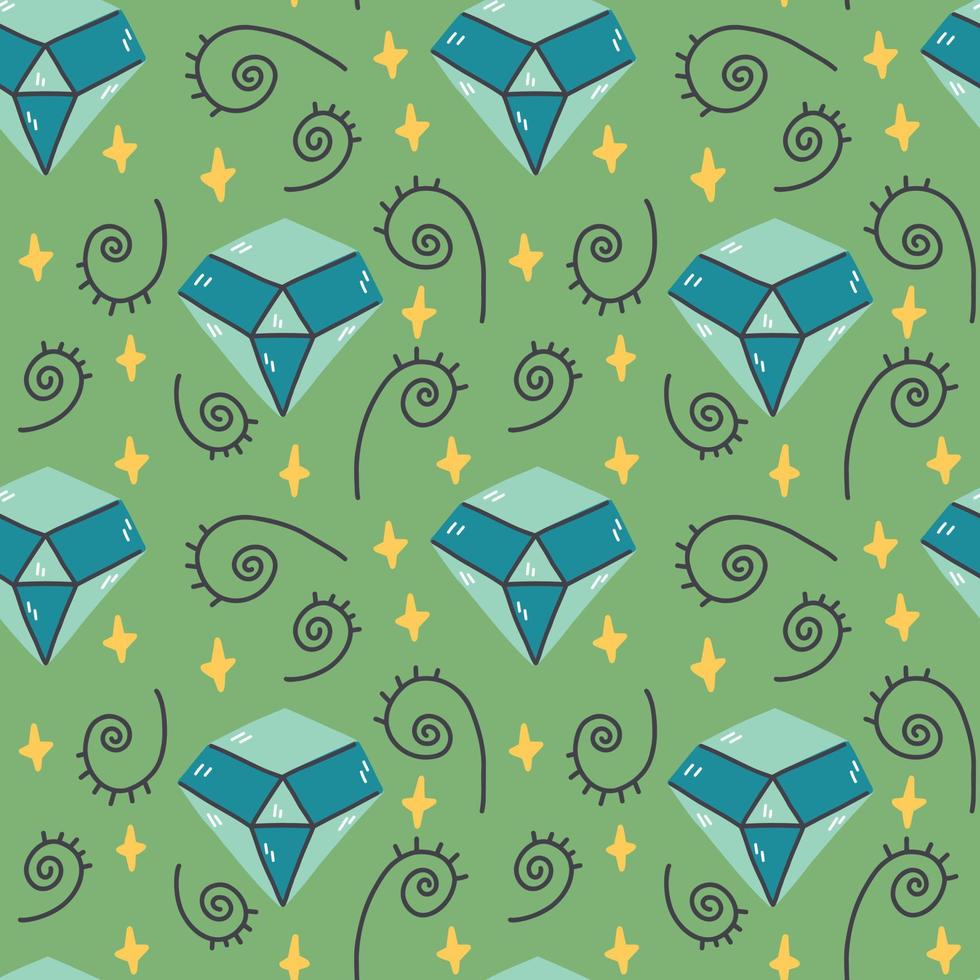 Seamless pattern diamond stars whorls vector