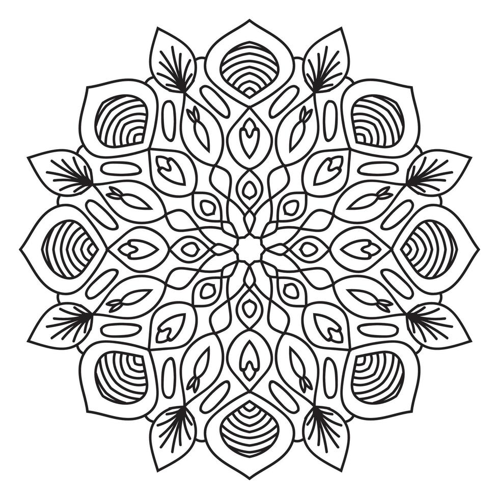 lindo mandala. flor ornamental redonda del doodle aislada en el fondo blanco. ornamento decorativo geométrico en estilo étnico oriental. vector