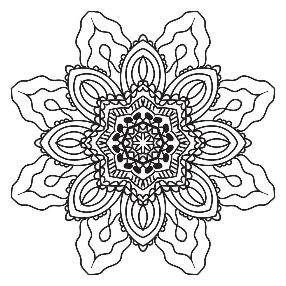 lindo mandala. flor ornamental redonda del doodle aislada en el fondo blanco. ornamento decorativo geométrico en estilo étnico oriental. vector