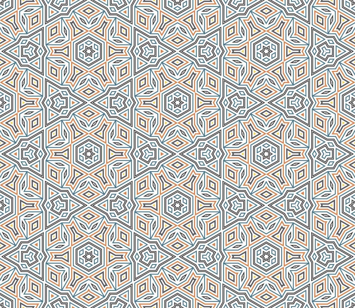 Abstract fantasy thin line hexagon, triangle geometric seamless pattern. Creative mosaic, tile background. vector