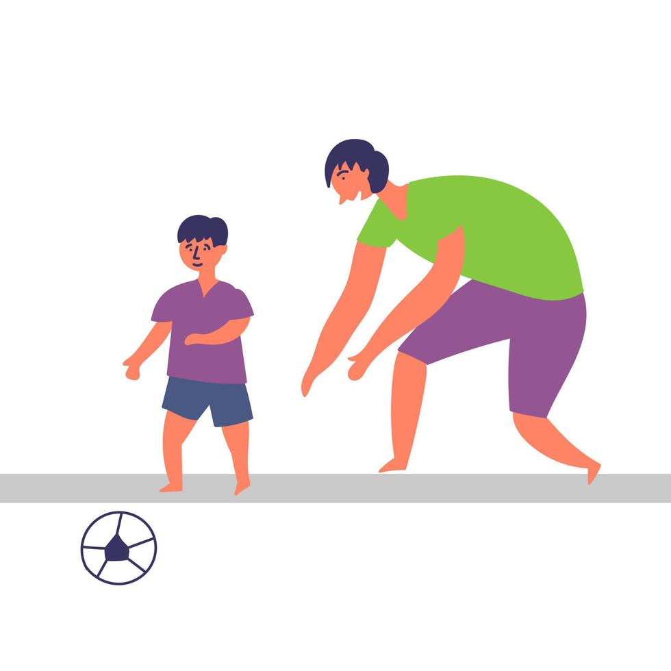 Father and son spend time together. Playing football vector