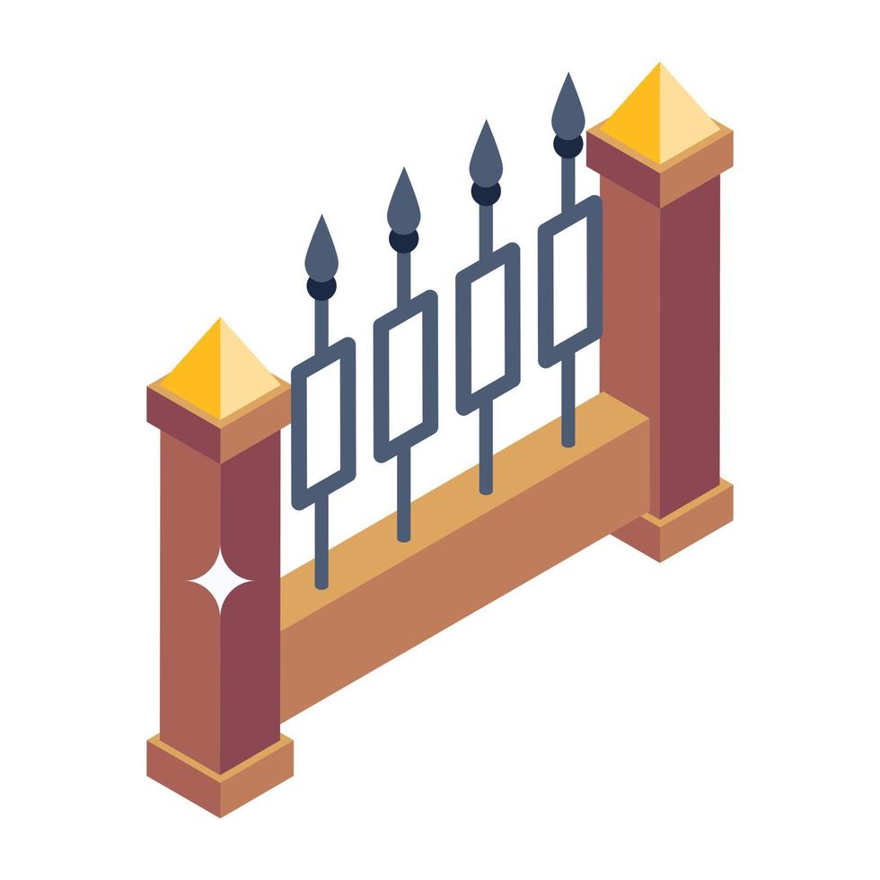 Steel fencing in isometric icon vector