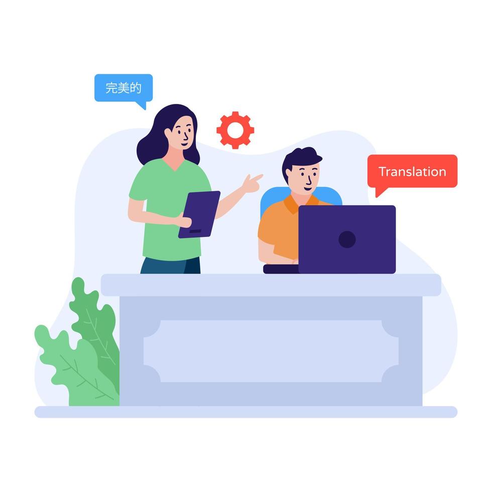 Modern flat illustration of translation service, vector