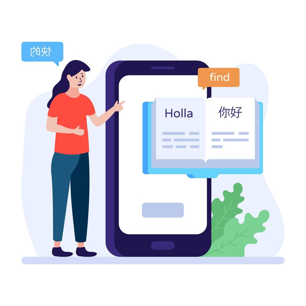 Grab this trendy flat illustration of mobile dictionary vector