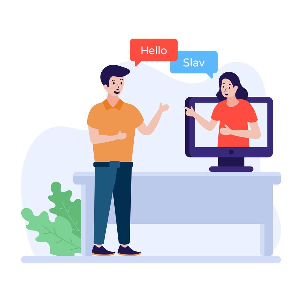 A trendy design of remote interpreter flat illustration vector
