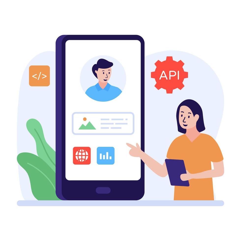 Application programming interface, flat illustration of api interface vector