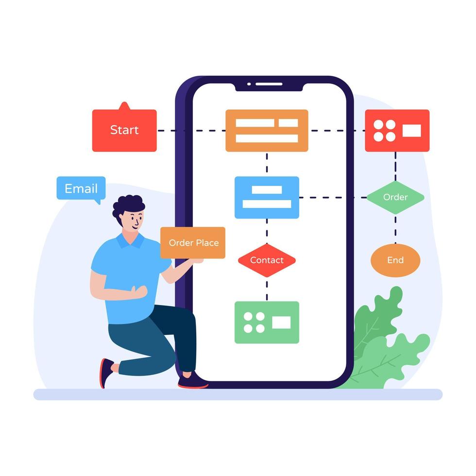 Illustration of web flowchart in modern flat design vector