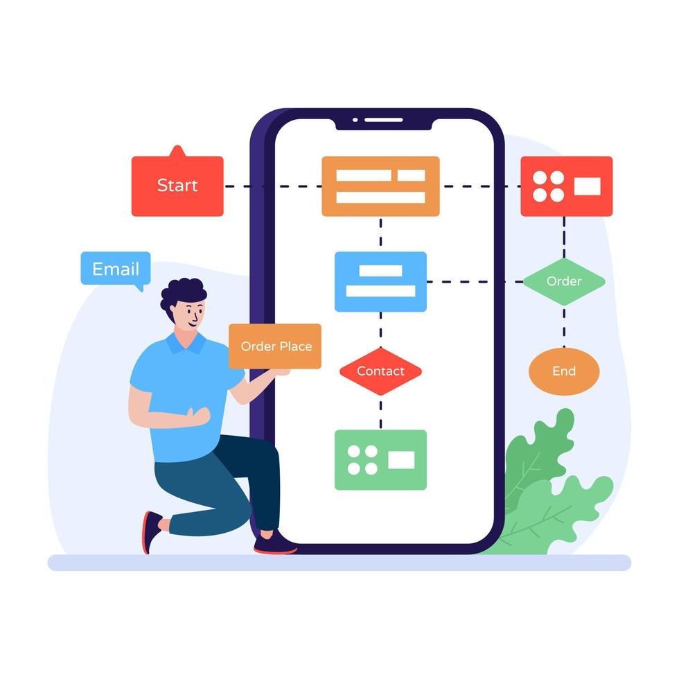 ilustración de diagrama de flujo web en diseño plano moderno vector