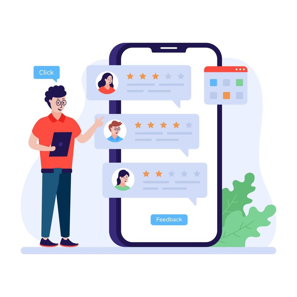 Flat illustration denoting customer reviews vector